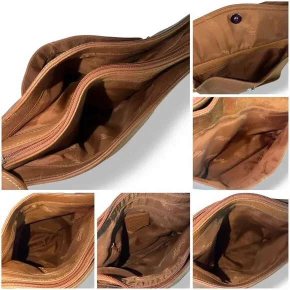 Fossil Brown Leather Utility Crossbody Shoulder Bag Multi-Pocket Style 75082 - Picture 12 of 12